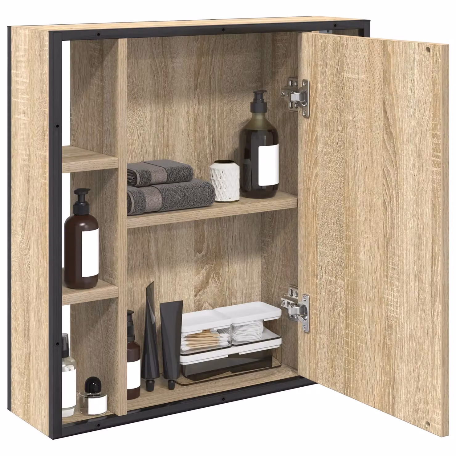Berkfield Home Modern Wall Mounted Bathroom Vanity Unit in Beige with Internal Shelves – 3