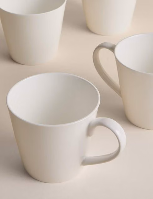 M&S Set of 4 Arlington Bone China Mugs in White