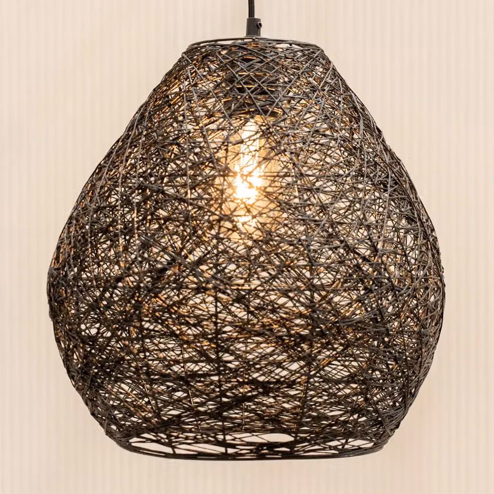 ValueLights Hopper Black Paper Rope Easyfit Pendant Light Shade, Diameter: 35.56 cm – 3