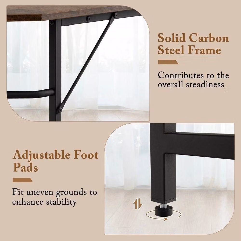 FORGEVIO L-Shaped Corner Computer Gaming Desk in Brown – 5