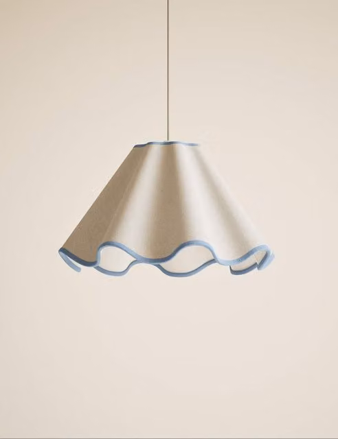 M&S Blue Fabric Wave Scallop Cone Lampshade