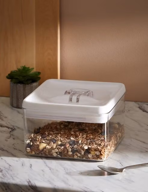M&S White Square Flip-Tight Plastic Food Storage Container, 3 l