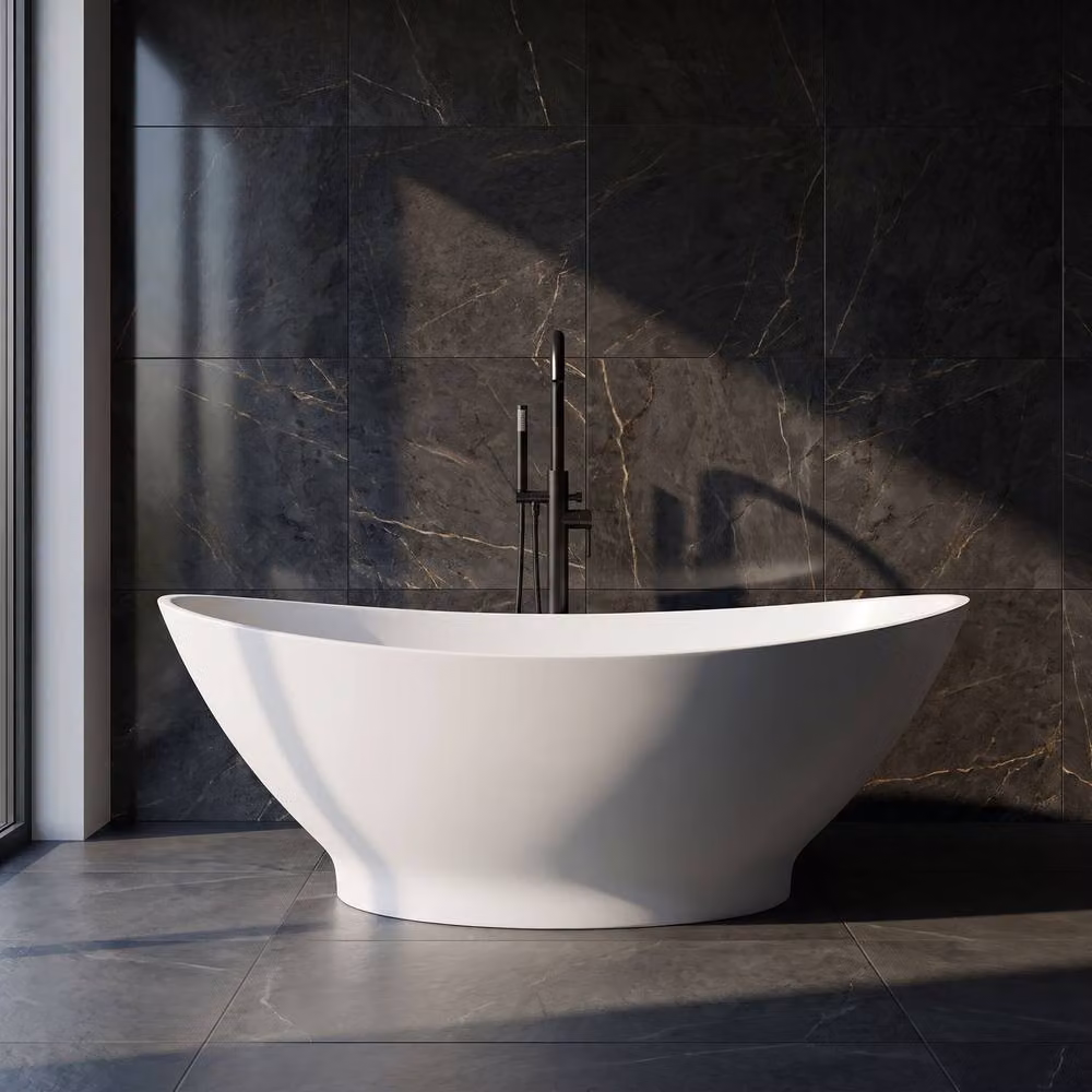Balterley Gradbach Luxury Contemporary Oval Double Ended Freestanding Bath, Matt White, W: 189 cm, D: 90 cm, H: 56 cm – 2