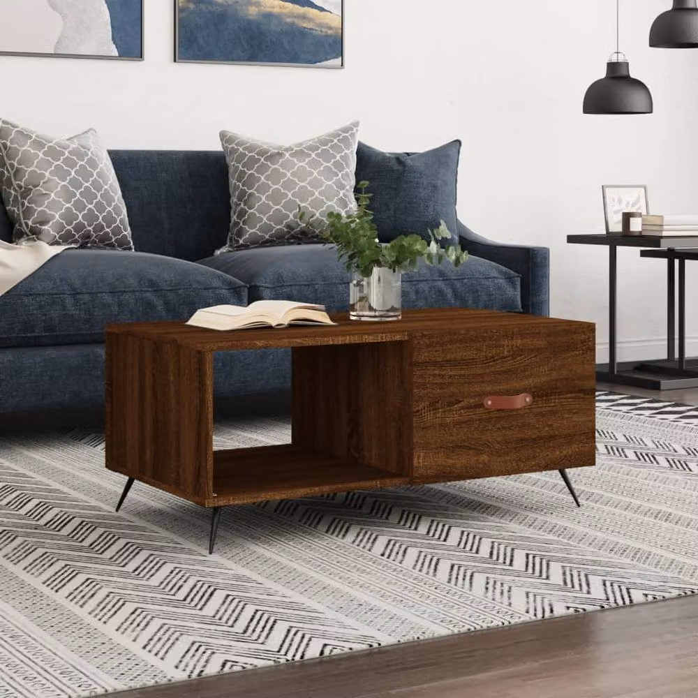 Berkfield Home Decorative Coffee Table in Brown Oak, W/D/H: 90 x 50 x 40 cm – 2
