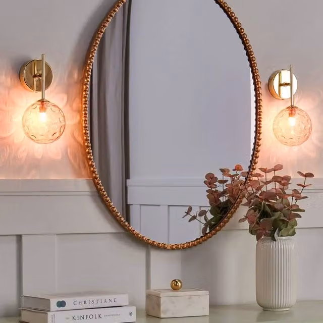 Wyld and Coco Set of 2 Pink and Gold Glass Wall Lamps
