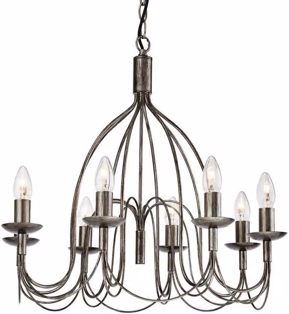 Netlighting Regency 8 Light Chandelier in Antique Silver with E14 Base