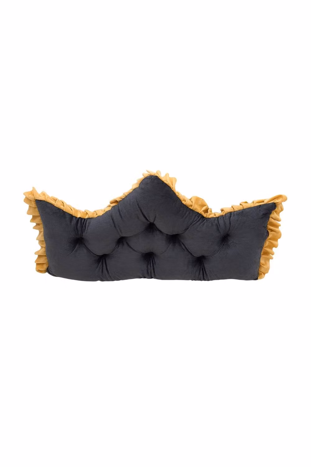Living and Home Crown-Shaped Ruffled Bed Headboard Pillow in Dark Grey, Large – 3