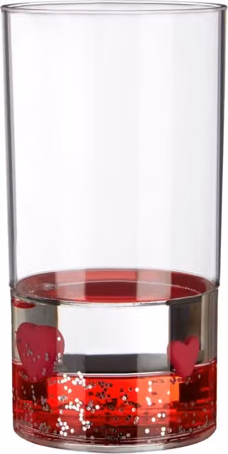 Premier Housewares Acrylic Tumbler with Floating Hearts, Transparent/Red, W/D/H: 7 x 7 x 12 cm – 3