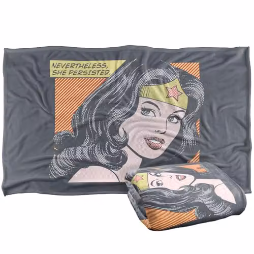 Warner Bros. DC Wonder Woman She Persisted Super Soft Fleece Throw Blanket, Multicolour, W/D/H: 91 x 147 cm