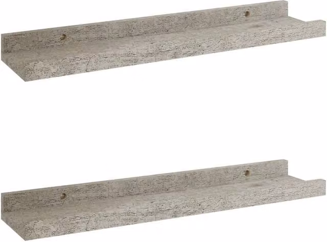 Berkfield Home Wall Mounted Shelves, 2 Pack, Grey, W: 40 cm, D: 9 cm, H: 3 cm