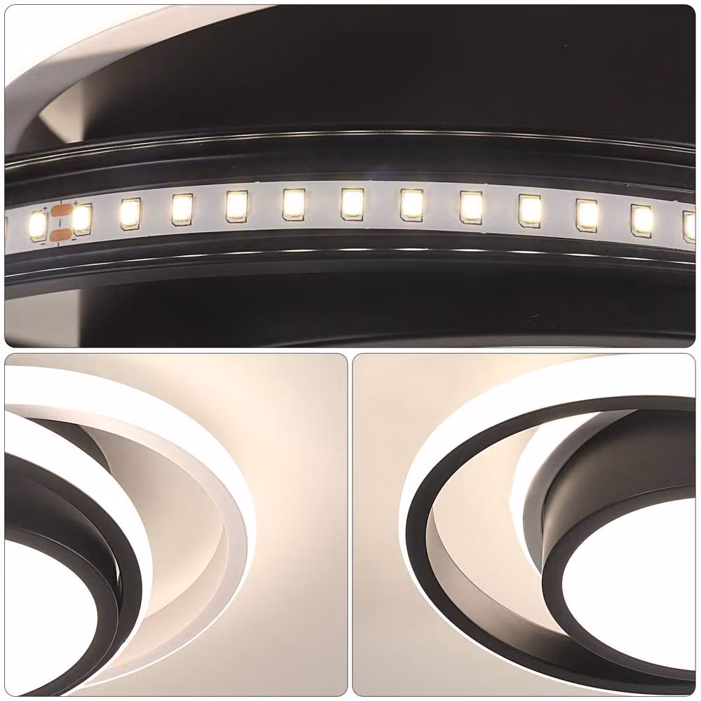 Goeco Modern Round LED Ceiling Light, Black, 32 W, 4500K – 5