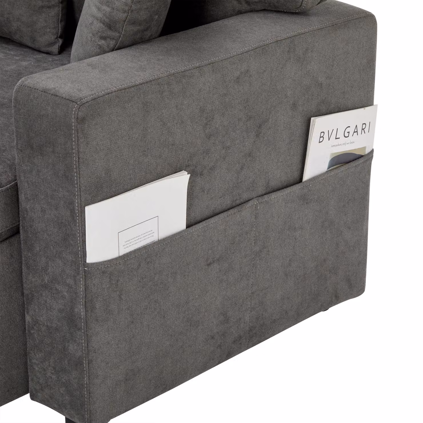 Matteo Reversible L-Shaped Corner Sofa Bed with Storage and USB Charging in Grey – 4