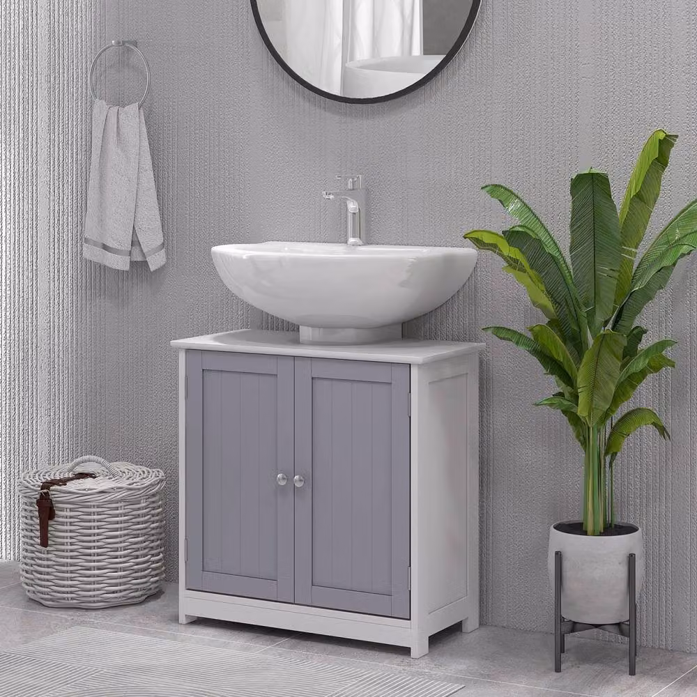 Wyld Haus Rova Compact Under Sink Bathroom Cabinet in Grey with Internal Shelves and Hinged Doors W/D/H: 60 x 30 x 60 cm – 3