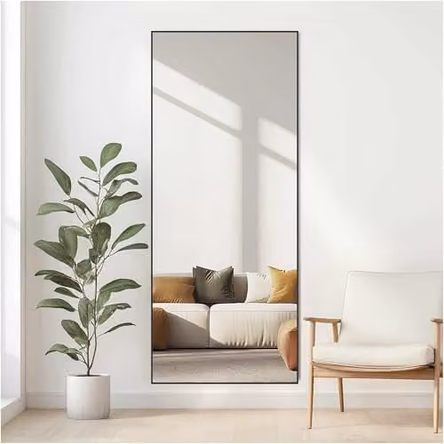 Nielsen Design Alpha Rectangular Wall Mirror in Black, W: 70 cm, H: 170 cm