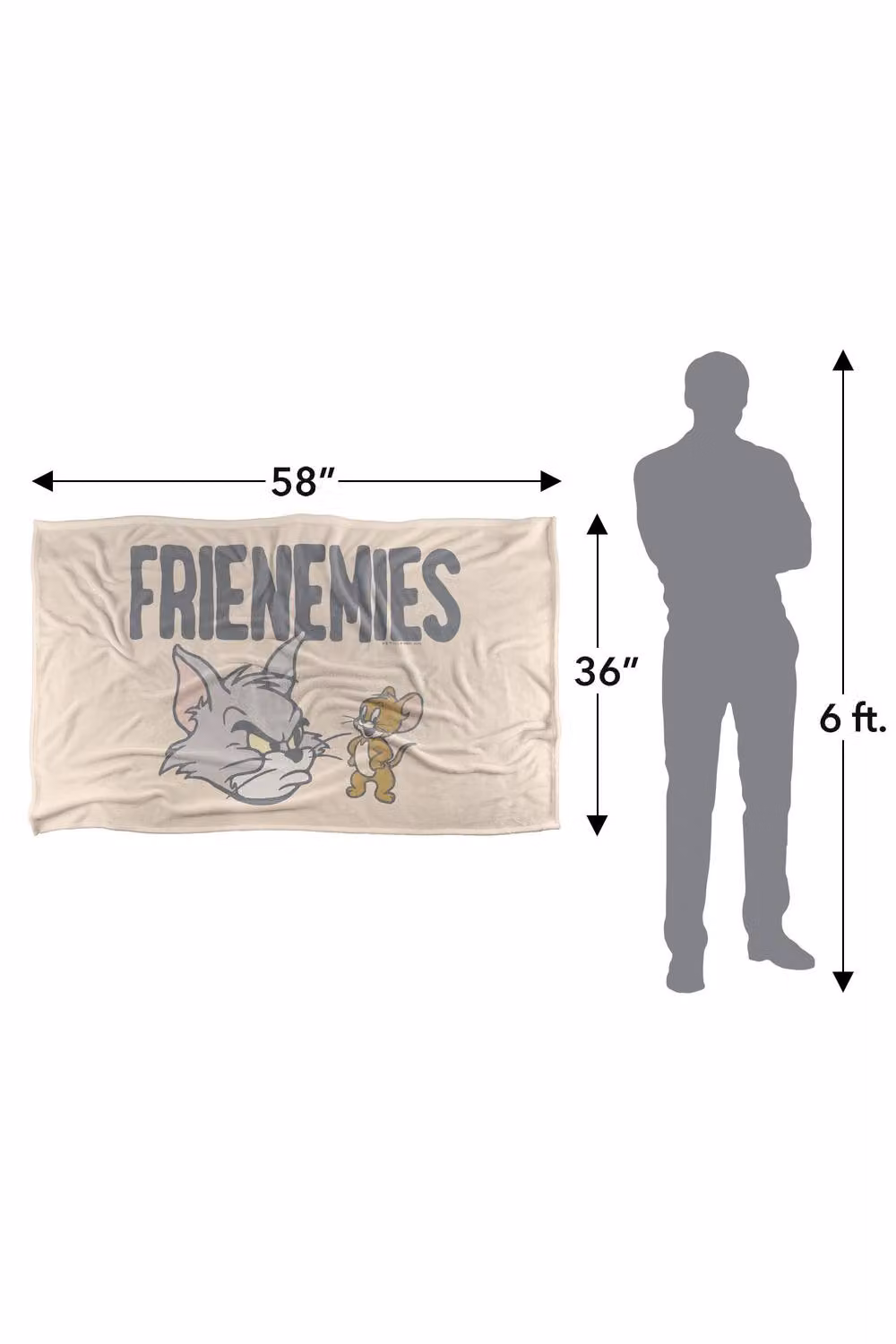Warner Bros. Tom & Jerry The F Is For Frenemies Silky Touch Super Soft Fluffy Polyester Throw Blanket, Multicolour and Beige, Large – 2