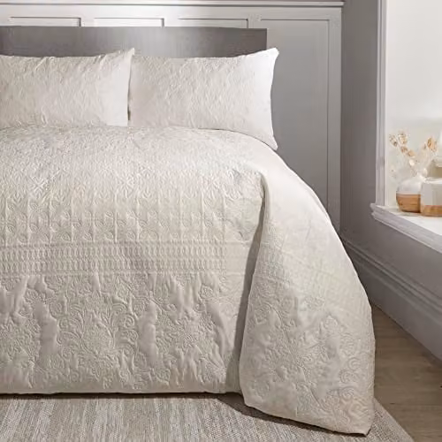 Serene Avery Stripe Reversible Pinsonic Duvet Cover and Pillowcase Set in Beige, W/D/H: 140 x 200 cm – 1