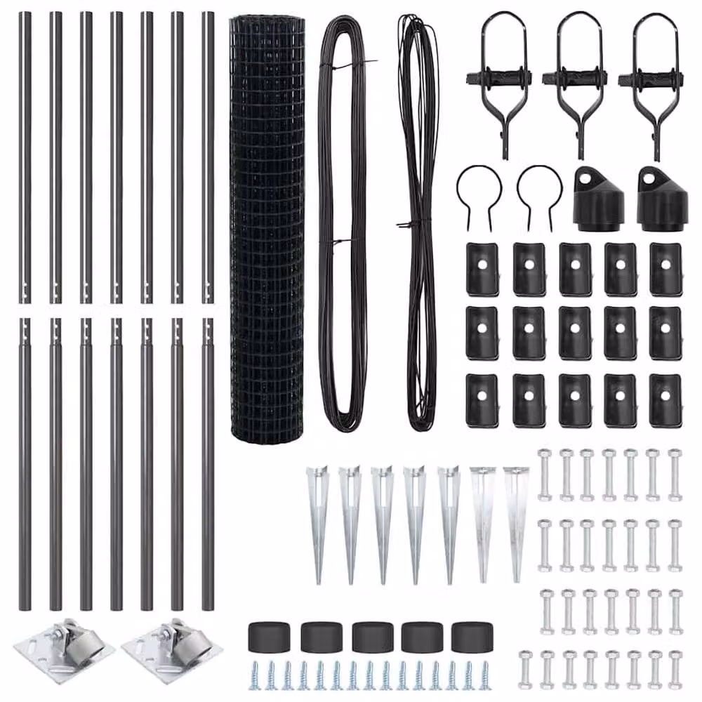 Berkfield Home Euro Fence in Grey Galvanised Steel with 7 Spike Posts, W: 10 m, H: 1.6 m – 4