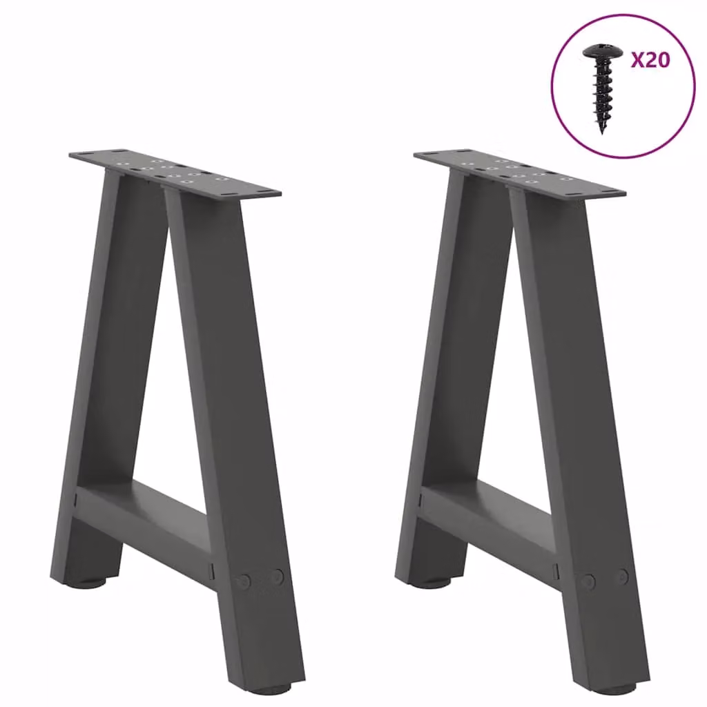 Berkfield Home A-Shaped Steel Coffee Table Legs, 2 Pieces, Anthracite Black, H 50 x W 42.5-43 cm – 2
