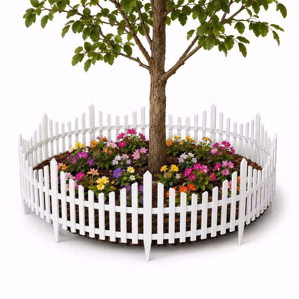 EONLION White Wood Lawn Border Fence, 10 Pieces, Height: 100 cm – 3