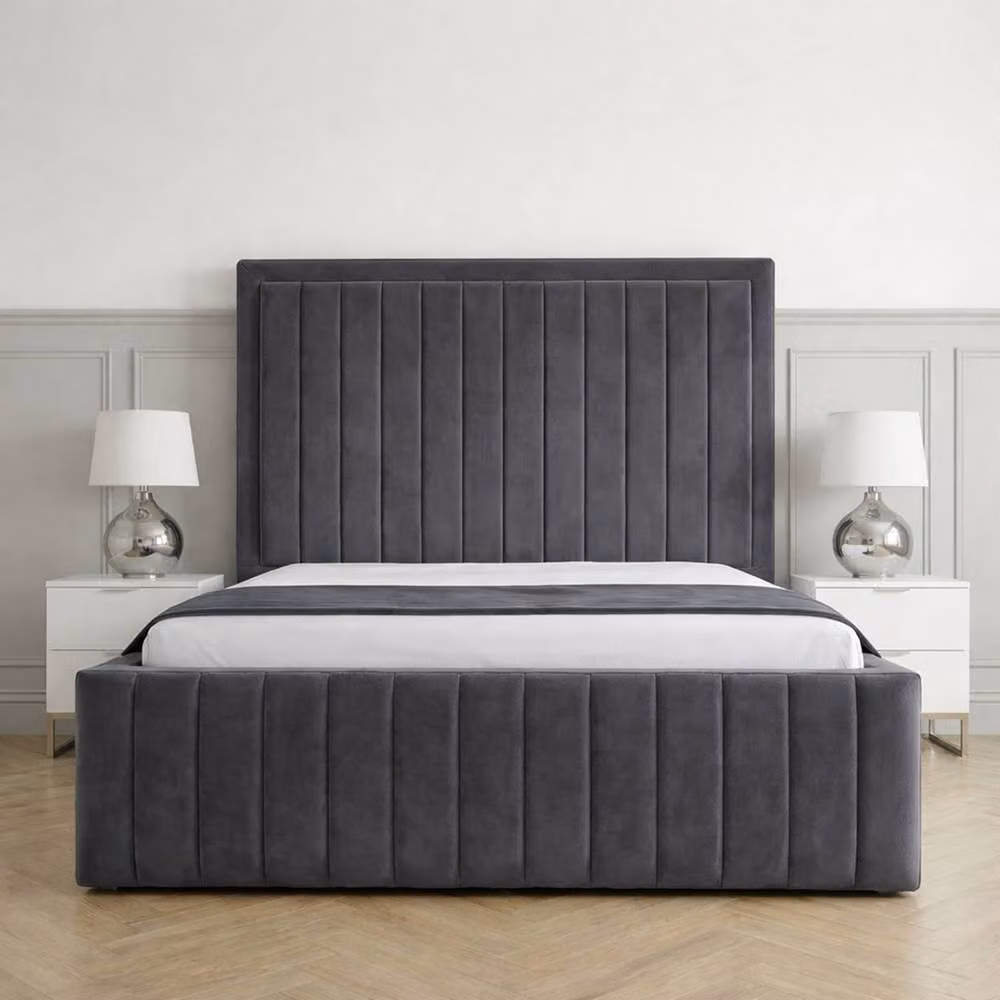 Living Comfort Bedz Sovereign Upholstered Velvet Gas Lift Storage Bed in Grey, Super King Size (200 x 200 cm) – 2