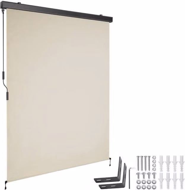 tectake Eloise Vertical Awning in Beige, W/H: 140 x 250 cm