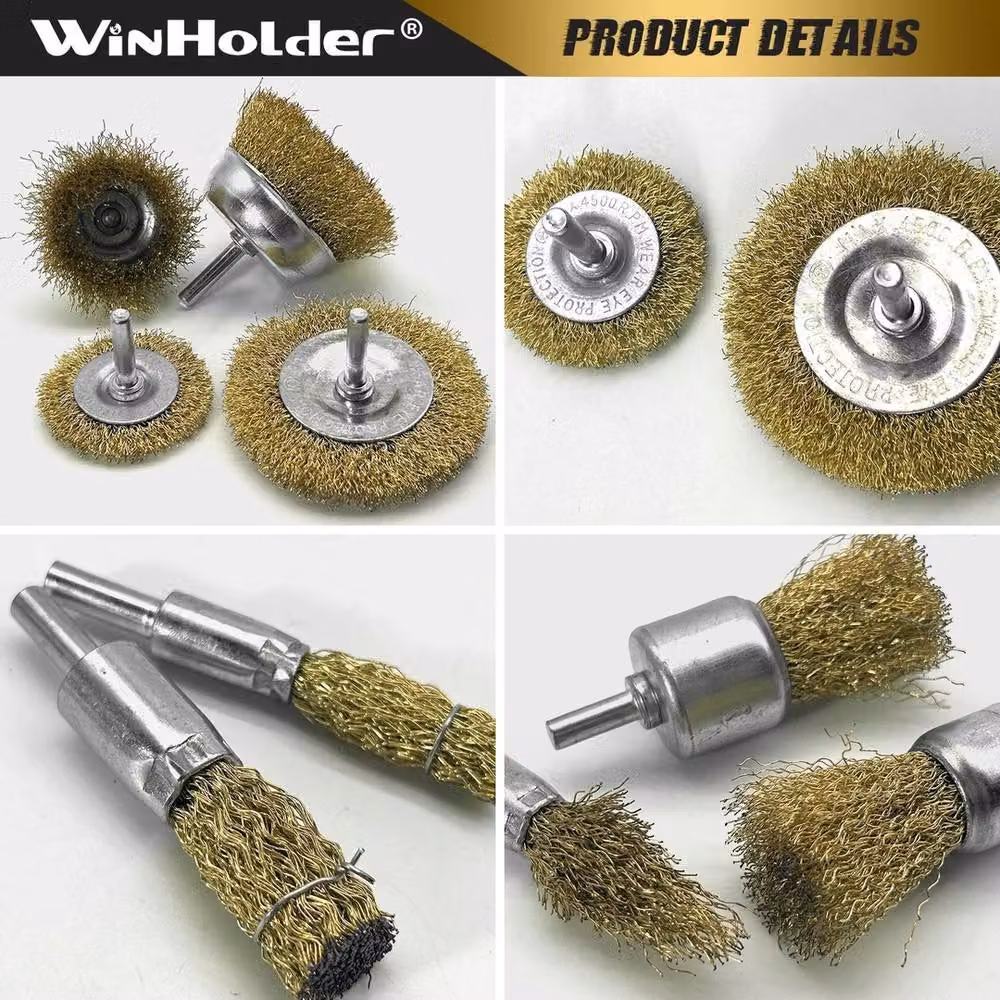 Kelvenix 12-Piece Gold Brass Coated Wire Drill Brush Set – 3