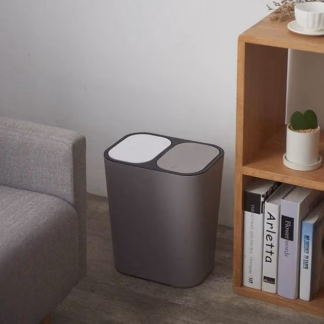 Kelvenix 15L Double Recycling Bin with Flip Lid, Grey – 1