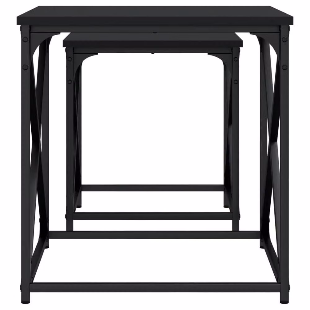 Berkfield Home Nesting Coffee Tables, 2 Piece Set in Black Engineered Wood – 4