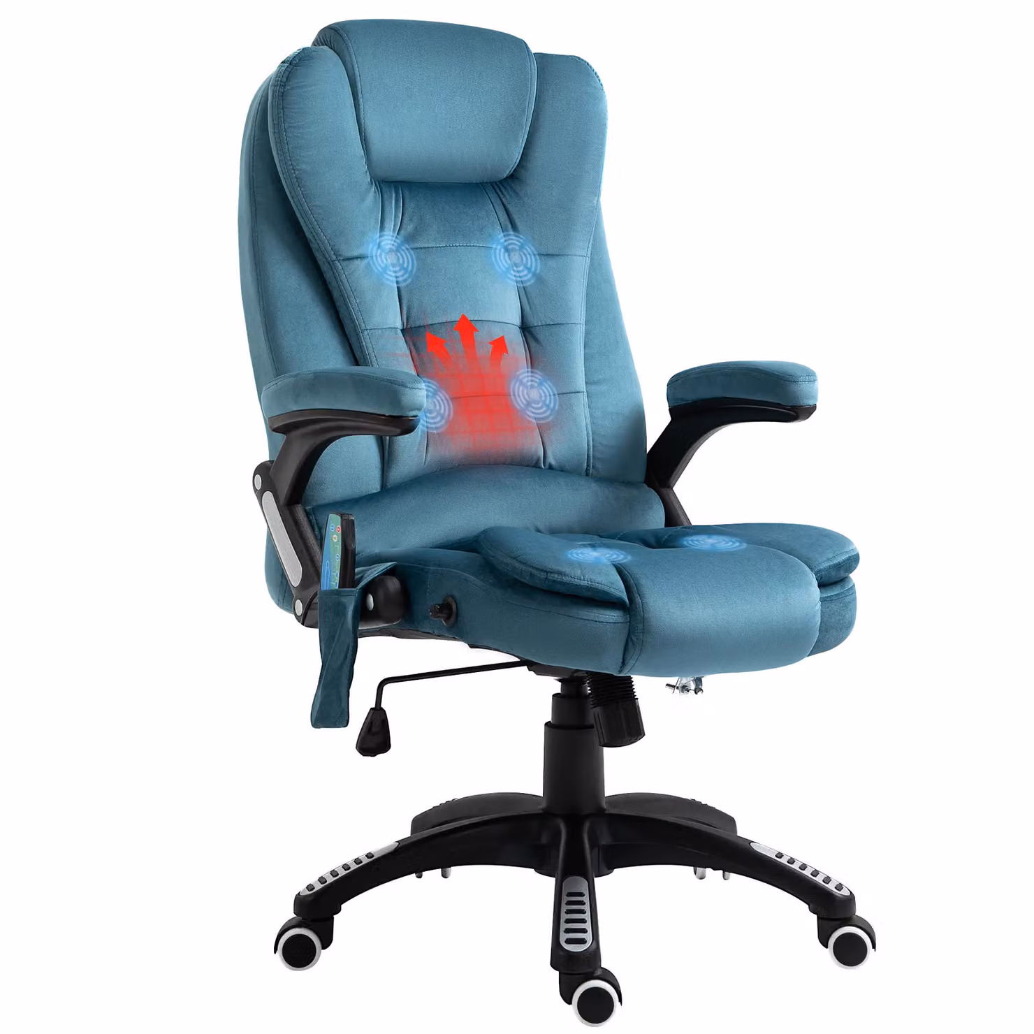 Vinsetto Blue Ergonomic Massage Office Chair and Gaming Recliner with Fabric Upholstery – 2