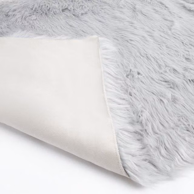 Sienna Home Collection Faux Fur Fluffy Sheepskin Rug in Silver, Grey and White, W/D/H: 180 x 120 x 1 cm
