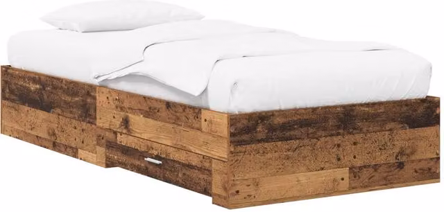 Berkfield Home Bed Frame with Storage in Old Wood Brown, W: 80 cm, L: 200 cm – 1