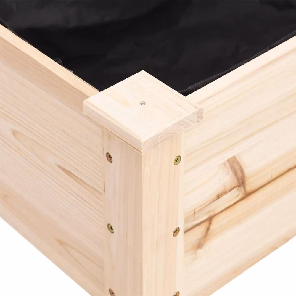 Berkfield Home Solid Wood Fir Planter with Liner, Brown, W/D/H: 71 x 37 x 76 cm – 4
