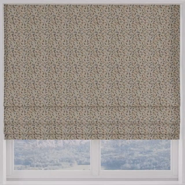 Terrys Blue Floral Blackout Polyester Roman Blind