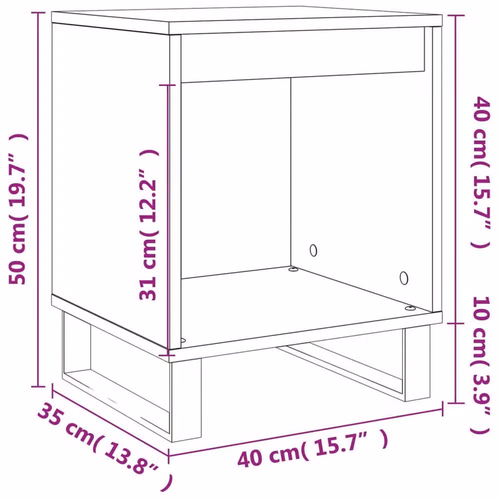 Berkfield Home Set of 2 Modern Black Bedside Cabinets in Engineered Wood, W/D/H: 40 x 35 x 50 cm – 5