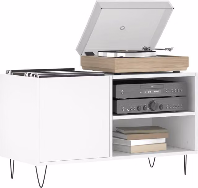 Berkfield Home Record Cabinet in White, W/D/H: 85 x 38 x 48 cm