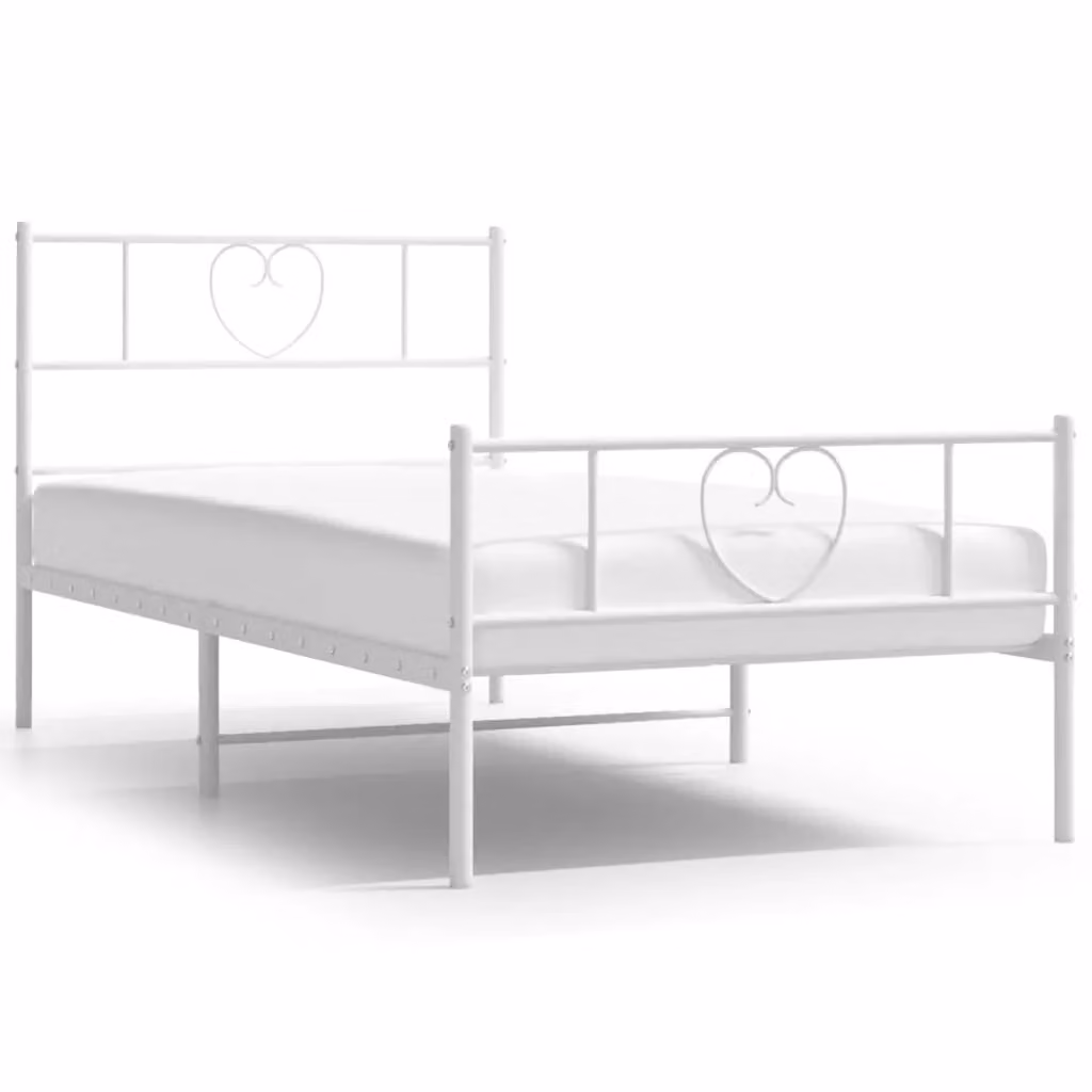 Berkfield Home Metal Bed Frame with Headboard and Footboard, White, W/D/H: 100 x 200 cm – 2