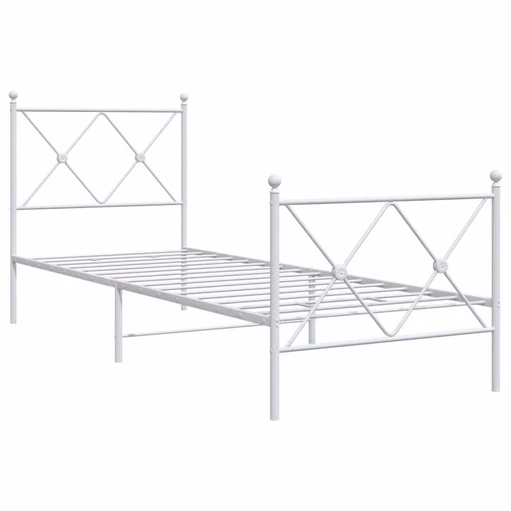 Berkfield Home Metal Bed Frame with Footboard in White, W/D/H: 80 x 200 cm – 3