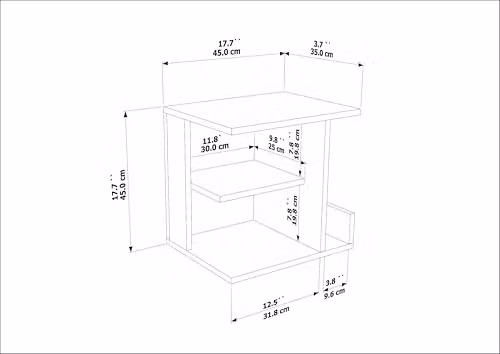 DECOROTIKA Karamira Modern Freestanding Nightstand in Beige with Open Shelves, W/D/H: 35 x 45 x 45 cm – 2