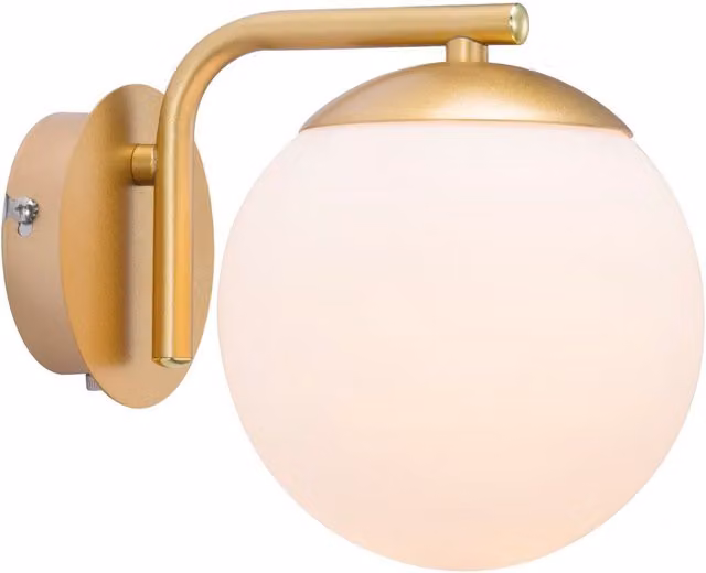 Nordlux Grant Modern Wall Light in Gold and Brass with Glass Dome, E14, H 16.4 cm x W 14.5 cm