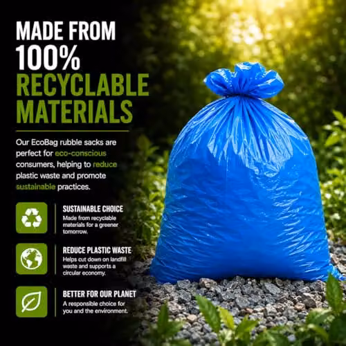 EcoBag 6 Pack Blue Heavy Duty Rubble Bags, 30L, W: 50.0 cm, H: 76.2 cm – 5