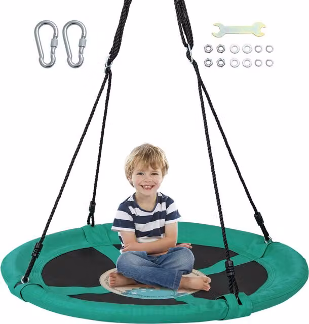 COSTWAY Green Saucer Tree Swing for Children, Diameter: 101.6 cm