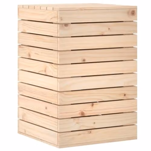 vidaXL Laundry Basket in Natural Brown Solid Wood, H 66 x W 44 x D 44 cm