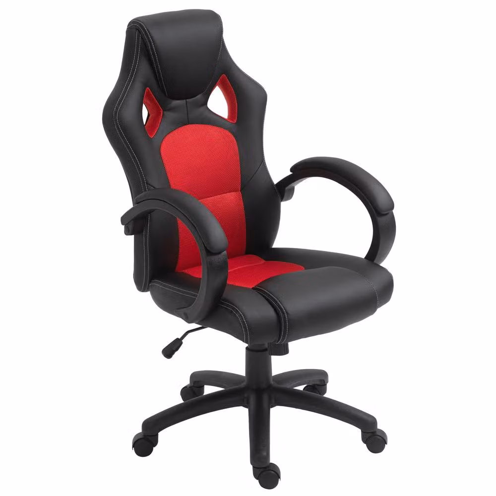 Rolipo Red Faux Leather Swivel Task Chair for Home Office – 2