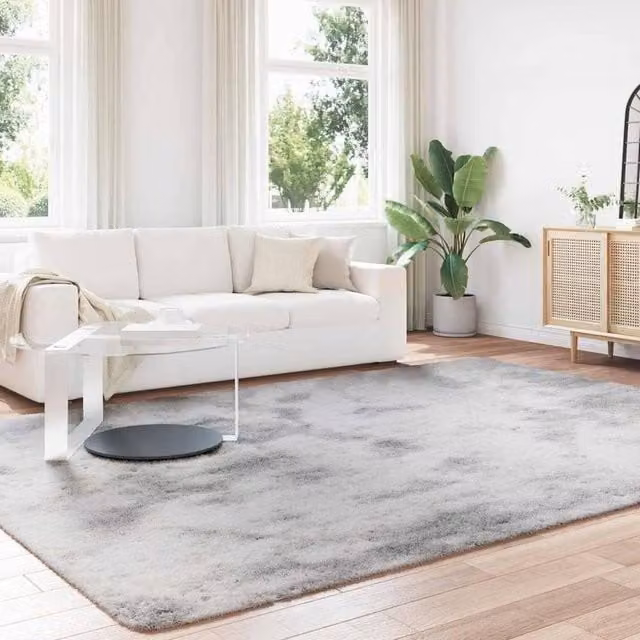 Berkfield Home Navarra Shaggy High Pile Rug in Silver Grey, W: 240 cm, D: 340 cm