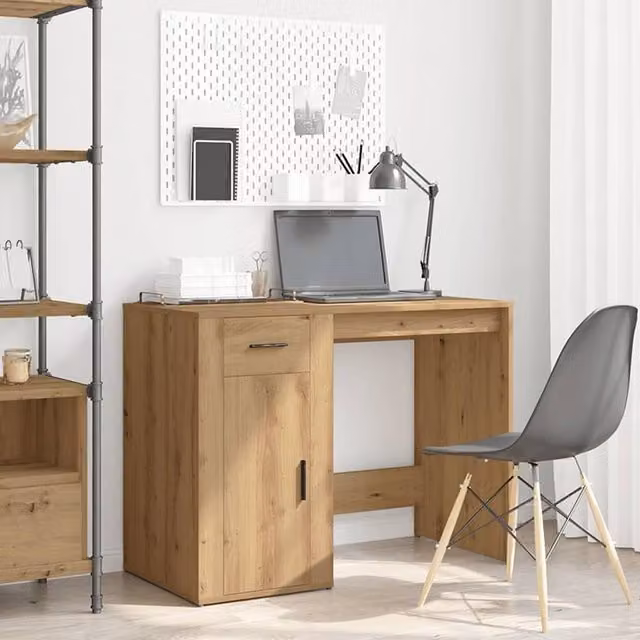 Berkfield Home Elegant Artisan Oak Writing Desk in Brown, W/D/H: 100 x 49 x 75 cm