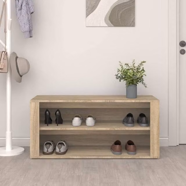 Berkfield Home Sonoma Oak Shoe Rack in Light Brown, W/D/H: 100 x 35 x 45 cm – 1