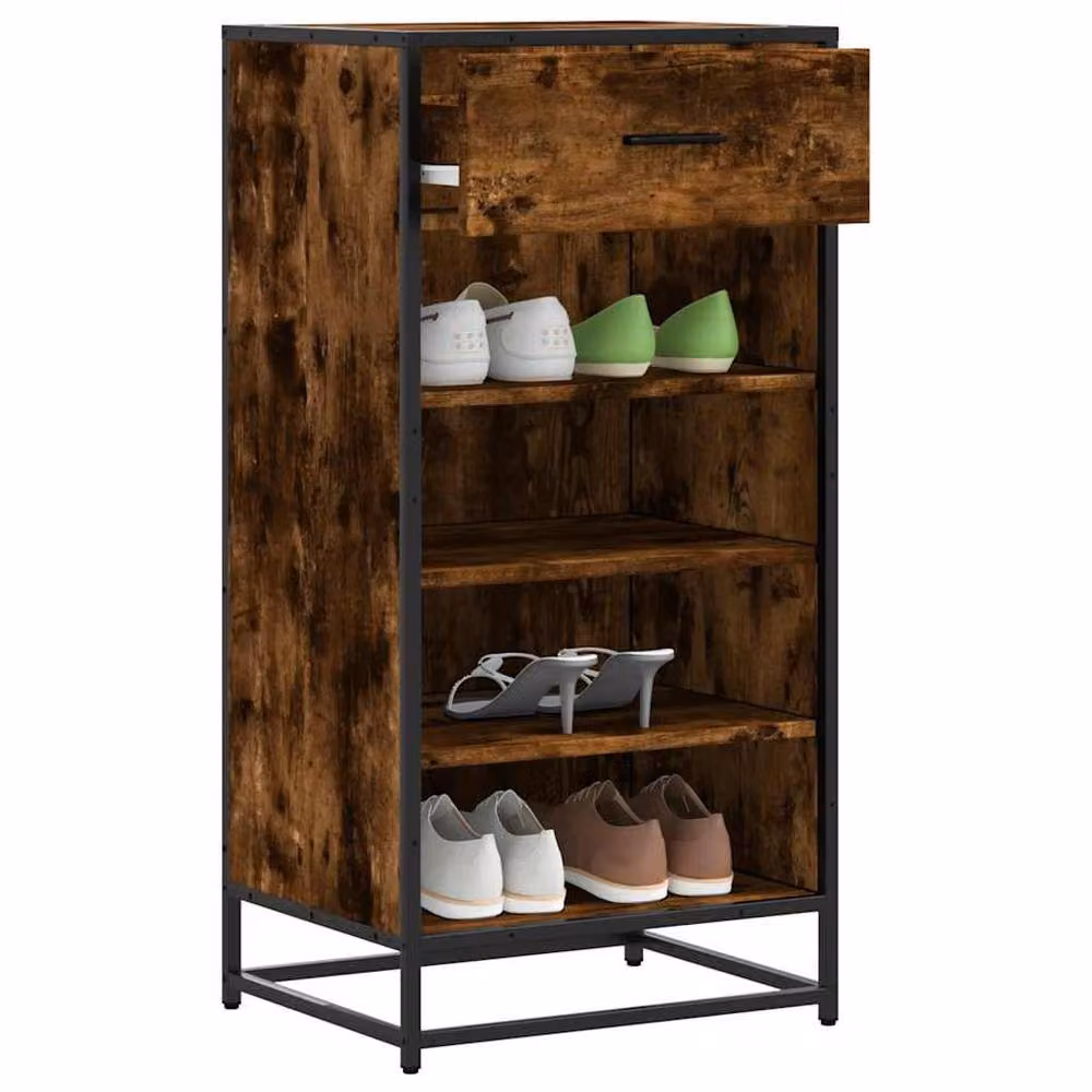 Berkfield Home Smoked Oak Shoe Rack, Brown, W: 48 cm, D: 38 cm, H: 97.5 cm – 2