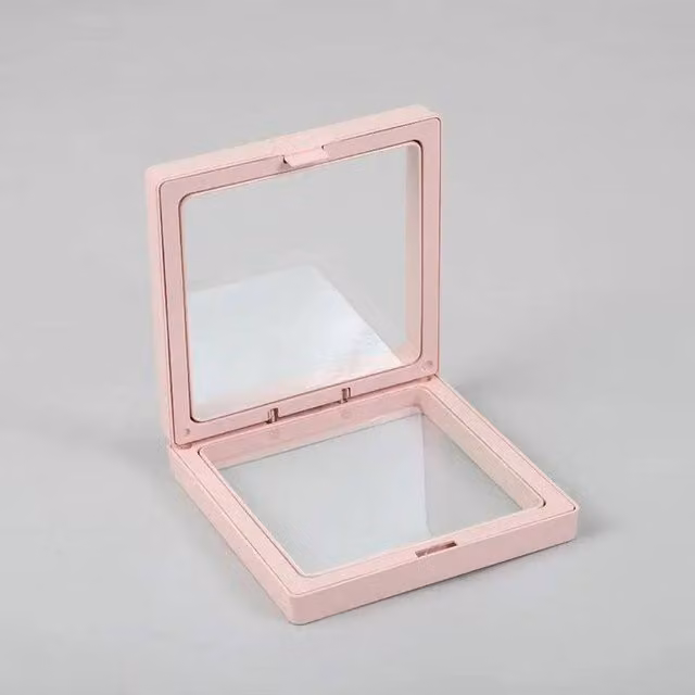 KDMD Pink 3D Floating Frame Display for Jewelry and Collectibles, W/D/H: 9 x 9 x 9 cm