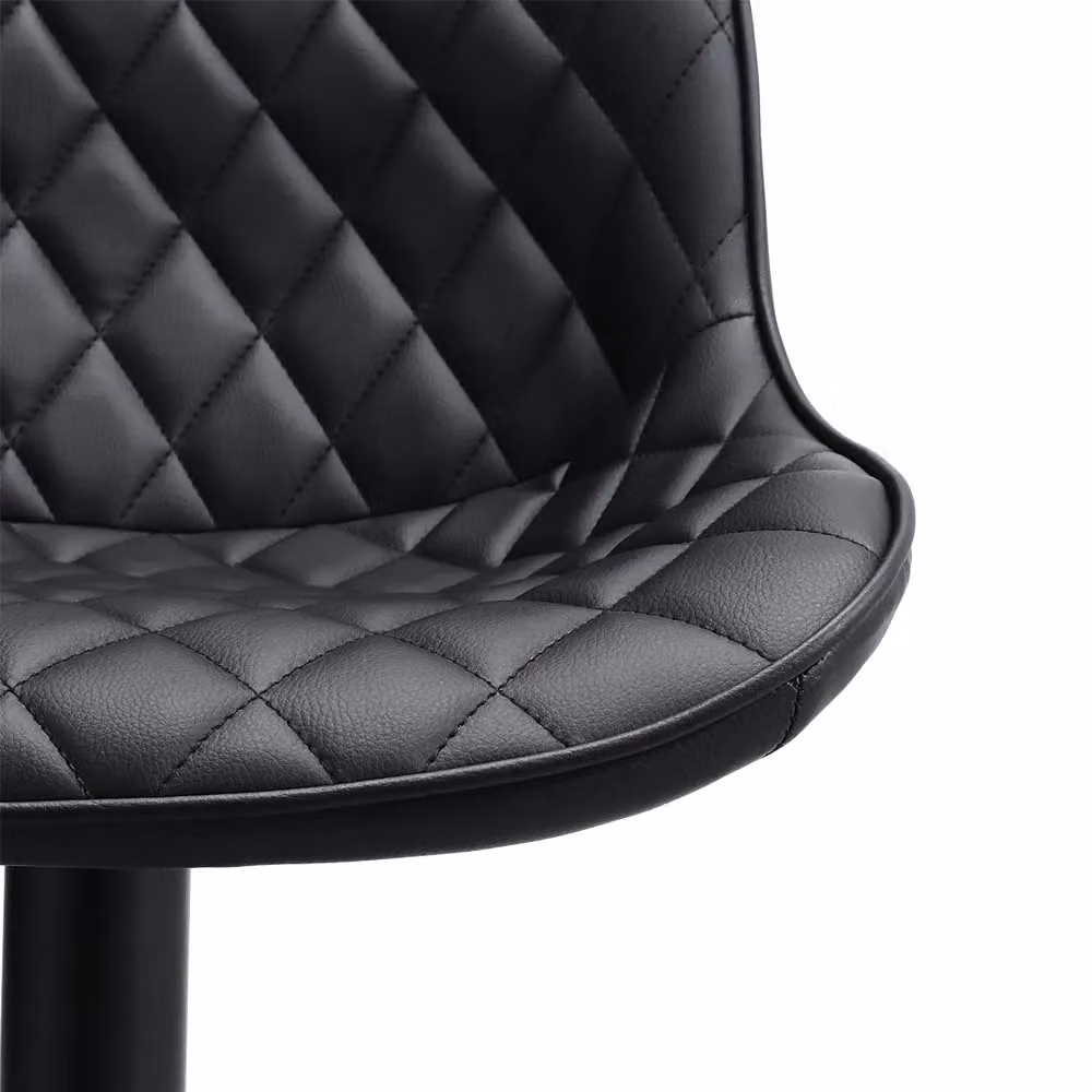 Living and Home Set of 2 Black PU Leather Diamond Lattice Swivel Bar Stools with Height Adjustment and Footrest – 5