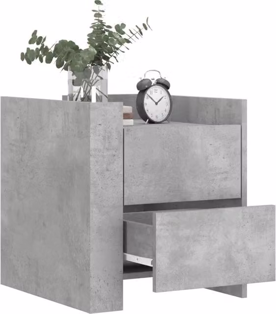 Berkfield Home Decorative Bedside Cabinet in Concrete Grey, W/D/H: 45 x 50 x 50 cm